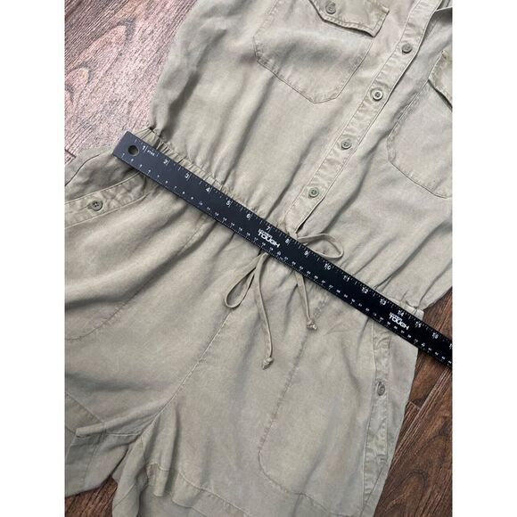 WOMENS BELLA DAHL LIGHT OLINE GREEN SLEEVELESS COLLARED UTILITY ROMPER TENCEL M - Picture 12 of 12
